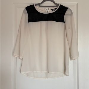 Sheer and faux leather blouse